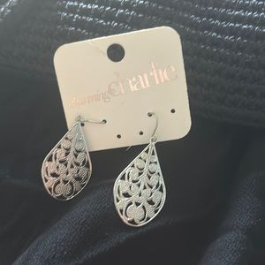Charming Charlie’s Silver Dangle Filagree Earrings